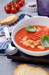 Thick tomato soup with beans
