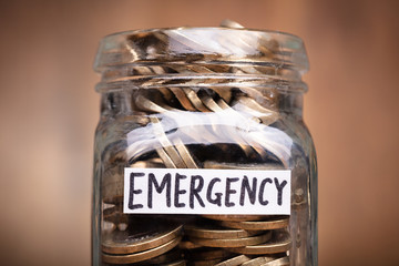 Emergency Label On Coins Jar