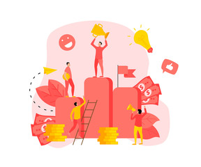 Financial growth illustration. Business success flat design concept	