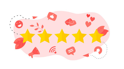 Five star customer rating. Concept of feedback.	