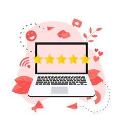 Five star customer online rating. Concept of feedback.	