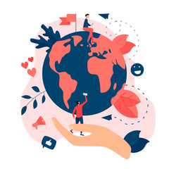 Day of earth vector flat illustration. Concept save the planet and environment	