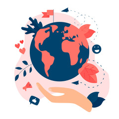 Day of earth vector flat illustration. Concept save the planet and environment	