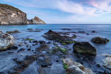 Fototapeta na wymiar Landscape in the Cala Higuera. San Jose. Natural Park of Cabo de Gata. Spain.