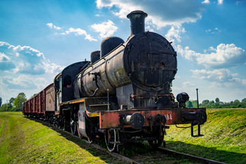 Abandoned steam train,  sunny day, Croatia
