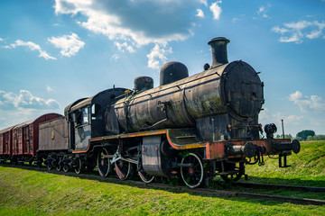 Fototapeta na wymiar Abandoned steam train, sunny day, Croatia