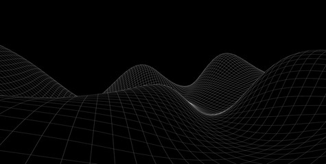 Abstract 3d wireframe terrain ,3d Illustration ,Outline curve