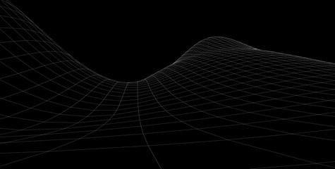 Abstract 3d wireframe terrain ,3d Illustration ,Outline curve