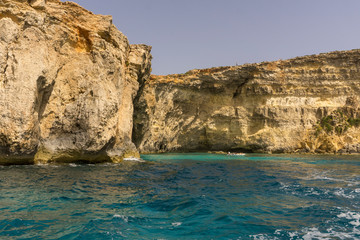 Fototapeta na wymiar cliff in the sea. Gozo island in Malta