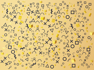 Picture of colorful geometric toys on the floor. memphis style 3d render