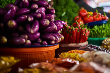 Fresh and organic vegetables at farmers market in Cameron Highlands, Malaysia.
