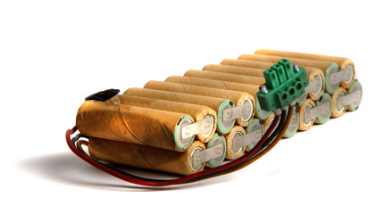 useless batteries for recycling isolated on white background