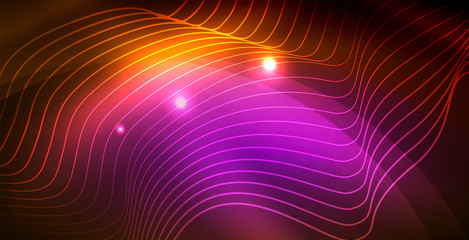Obraz premium Color neon lights with waves abstract background