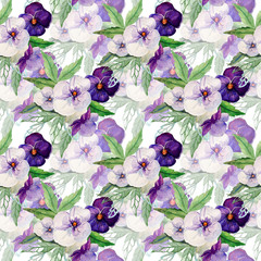 Pansy Flowers Seamless Pattern.