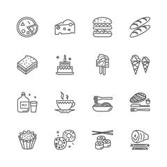 Food and drink outline icon set