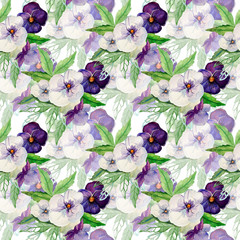 Pansy Flowers Seamless Pattern.