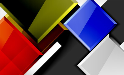 Bright colorful square shape blocks geometrical background