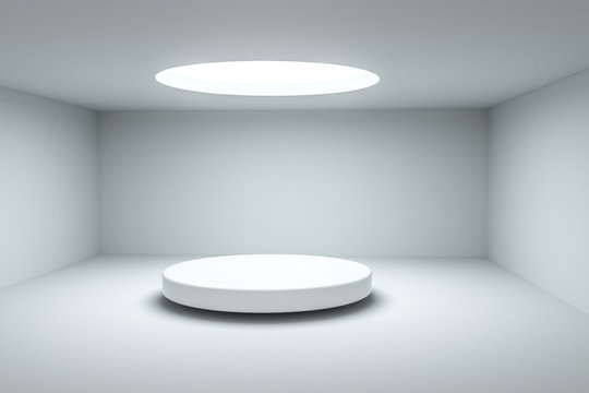 3d rendering, the round platform in the empty room. © Vink Fan