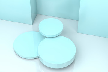3d rendering, the round platform in the empty room.