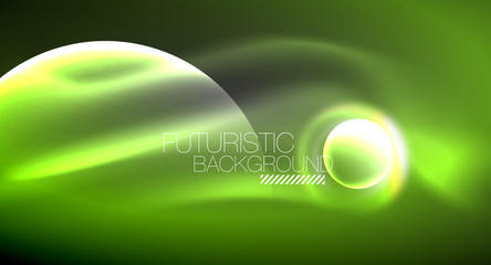 Blurred neon glowing round shapes, abstract circles and lights