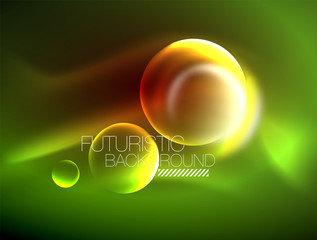Vector glowing neon circles abstract background