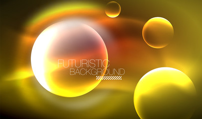 Vector glowing neon circles abstract background