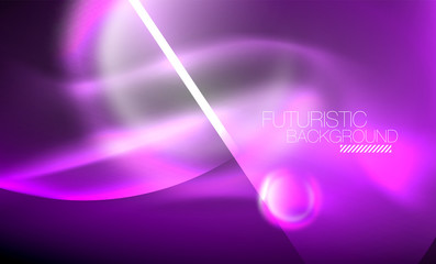 Blurred neon glowing round shapes, abstract circles and lights