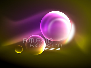 Vector glowing neon circles abstract background