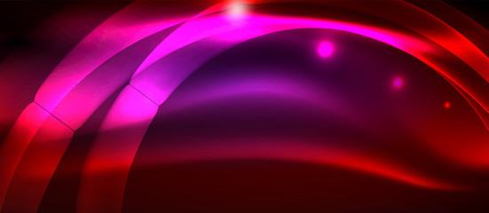 Glowing abstract wave on dark, shiny motion, magic space light. Techno abstract background