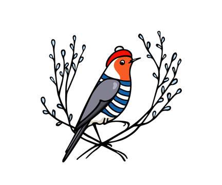 Hand drawn robin emblem