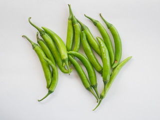 green chili pepper organic vegetable isolated white background