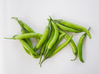 green chili pepper organic vegetable isolated white background