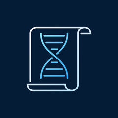 Paper with DNA sign vector concept outline colored icon on dark background