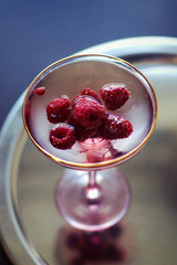 champagne with raspberry