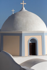 Church with Dome against Blue Sky Santorini