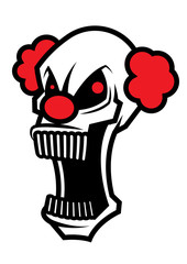 Horror scary clown head with sharp teeth. Vector illustration
