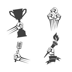 set of icons of items in hand