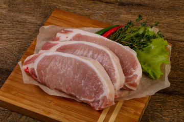 Raw pork steak