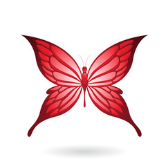 Obraz na płótnie Canvas Red Glossy Butterfly with Spiky Wings Illustration