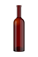 Realistic empty bottle of water, wine, vodka. 3D design template. Isolated vector illustration