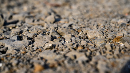 stone blur, blur small stone side of road creates miniature stone world 