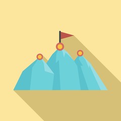 Business mountains target icon. Flat illustration of business mountains target vector icon for web design