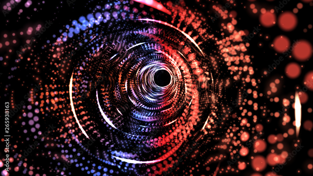 Wall mural digital light tunnel, abstract digital cyber space light tunnel background, future cyber system prog
