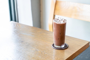 iced chocolate on wood table
