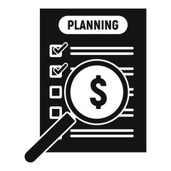 Money planning icon. Simple illustration of money planning vector icon for web design isolated on white background