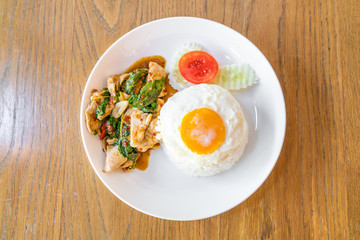Basil Fried Chicken and fried egg with rice