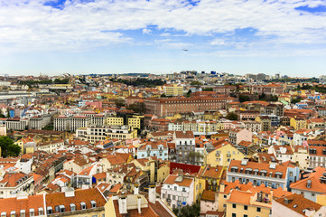 Naklejka na ściany i meble Cityscape view on the old town in Alfama district in Lisbon city
