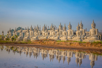 Fototapeta na wymiar Big buddha statue landscape with clear sky, public in Nakhon si thammarat province, Thailand.