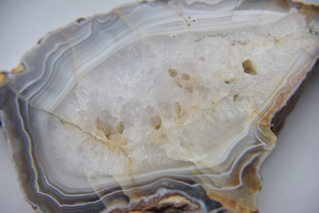 Natural semiprecious agate stone with visible crystal structure