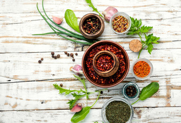 Fototapeta na wymiar Spices and herbs